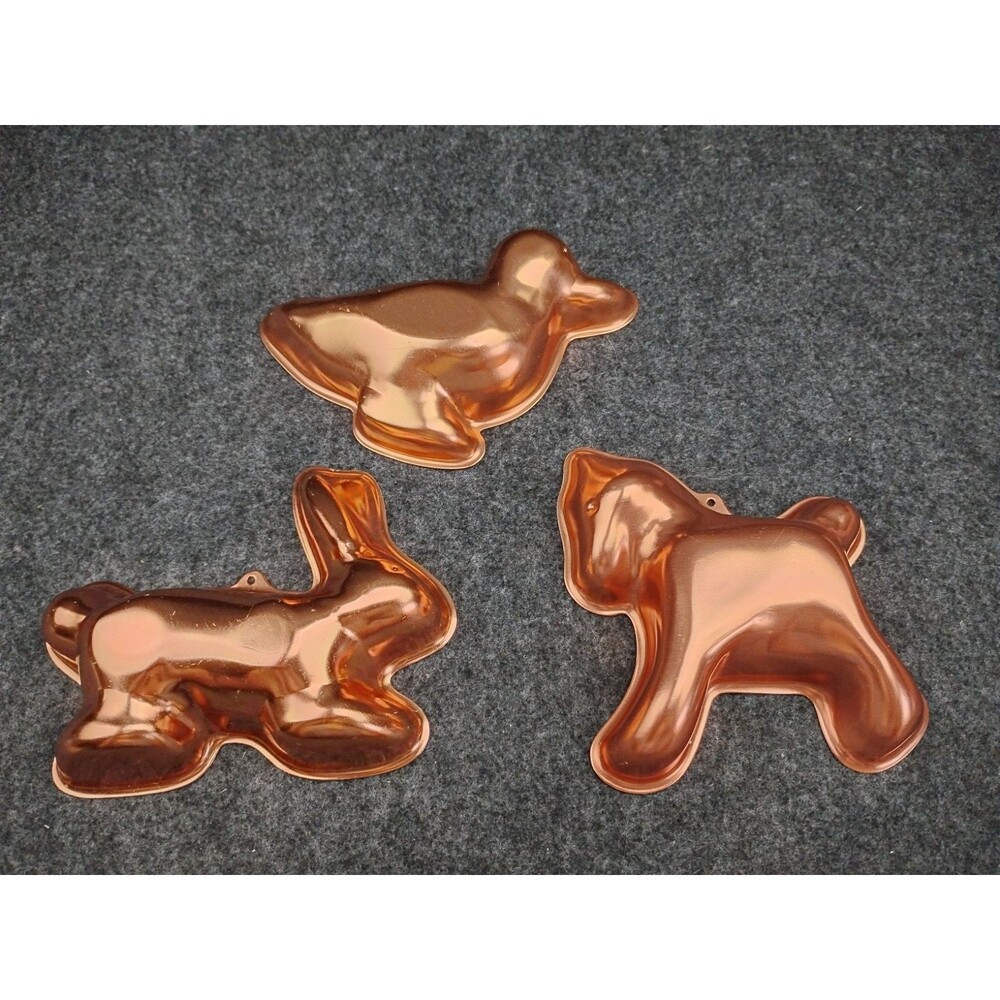 Vintage Copper Molds Aluminum Animal Horse Bunny Duck Small Lot of 3